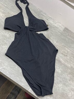 Aquarose One Piece Swimsuit Womens Black Excellent Textured Cutout Monokini